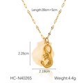Detail view of 18K gold plated starfish and shell pendant necklace with size measurements - Scorpion Style (HC-N40265)