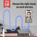 Flexible 75cm long arm cell phone holder in blue with screw clamp and white bracket - Spiral Phone Model / Blue