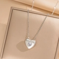 Collana con ciondolo a cuore in acciaio al titanio con zircone su confezione regalo - Cuore Color Acciaio (425)