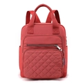 Zaino in nylon trapuntato rosso con scomparti a cerniera multipli e doppi manici - Arancione