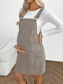Plaid maternity overall dress with adjustable straps and classic checkered pattern - S / Multi-color Plaid