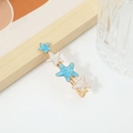 Cute gold hair clip featuring blue and white starfish charms for elegant hair styling - No. 08 Duckbill Clip (Blue White Starfish)