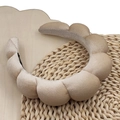 Chic champagne beige padded sponge headband with elegant striped fabric texture - Fluffy Padded Headband / Velvet Champagne