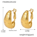 Orecchini a mezzaluna in acciaio placcato oro con trama martellata e altezza 27mm - Oro