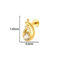 Piercing labret en titane G23 doré avec goutte en zircon et mesures de taille - Style Croix en Forme de Goutte Dorée (T2583-1#Gold)
