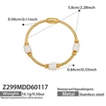 Vista detallada de la pulsera de serpiente de acero dorado con cierre magnético y medidas - Cadena de Serpiente Magnética Circonia (Z299) / Dorado (Z299)