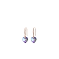 Elegante s925 Silber Herzohrringe mit blau-violettem Kristall und Roségold-Haken - Roségold