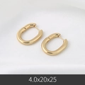 Golden oval U-shaped stainless steel earrings in 4.0x20x25mm with a polished finish - 4*20*25mm / Gold