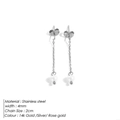 Elegantes pendientes de cadena larga de acero inoxidable con una perla blanca pulida - Color Acero