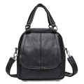 Mochila de cuero suave negro para mujer con gran capacidad y correas ajustables suaves - Negro