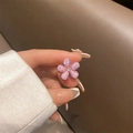 Detail of small flower hair clip with pink gradient petals and a sparkling center diamond - 4# Purple Small Flower