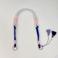 Adjustable nylon bag strap with blue woven rope and purple tassels for women - Spotted Rope Splicing / Black Rope - Blue Strap
