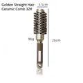 Detail view of 32mm gold thermal ceramic round brush with boar bristles and non-slip handle - 32# (3.5cm Diameter)