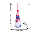 Gnome patriotique du 4 juillet avec motifs d'étoiles et cordelette rouge, 17cm de haut - C3-29 Sans Lumière Style Suspension 3