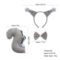 Three-piece gray plush cartoon squirrel animal costume set with ears headband bow tie and tail - Grey Squirrel Ears 3pcs Set