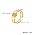 Detail view of 18k gold plated stainless steel sunburst ring with 9mm high polished band - Double-Layer Small Sun Star Style (R157)