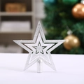 Sparkling silver glitter star tree topper with multi-layer cutout design for Christmas trees - 20cm / Silver