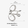 Anello minimalista in acciaio inossidabile con linee astratte cave in finitura argento - Stile Multistrato Svuotato / Argento