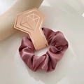 Dusty pink satin scrunchie on decorative orange cardstock with elegant gold diamond motif - With Diamond Card / Deep Pink