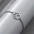 Pulsera minimalista de acero inoxidable con huella de pata y cadena ajustable de mujer - Plata (Estilo 1)