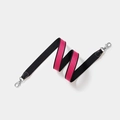 Adjustable woven replacement shoulder strap in magenta and black with silver lobster clasps - Width 2.5cm Length 70cm / Black Strap Silver Buckle