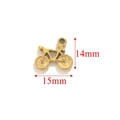 Golden bicycle pendant for DIY jewelry making 15mm x 14mm stainless steel charm - Bicycle
