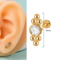 Golden 316L stainless steel labret stud with crystal cluster and 10mm height size - Symmetrical Zircon Cluster Style (7)