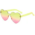 Frameless heart-shaped sunglasses with yellow and pink gradient lenses and yellow temples - Yellow to Pink Gradient
