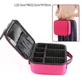 Rose red large oxford makeup bag with adjustable dividers and brush slots, 25.5x22.5x10cm - Mini Size (Daily Use) / Rose Red