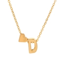 Golden heart necklace with polished D letter pendant on a delicate link chain - Letter D (10020)