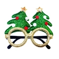 Christmas tree glasses with golden glitter frame and green star-topped trees - Style 16-Gold Pentagram Christmas Tree