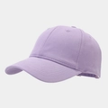 Detail view of lavender cotton baseball cap with six-panel structure and metal buckle - Adjustable / Light Purple