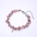 Irregular pink quartz stone bracelet with adjustable silver lobster clasp for women - Strawberry Quartz