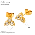 Technical view of 8mm 18k gold plated stainless steel triangle earrings with zircons - Triangular Cluster Style (SE242G)