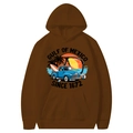 Dark brown Gulf of Mexico beach hoodie with vintage graphic and relaxed fit design - Coffee