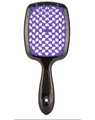 Ergonomische Haarbürste in Schwarz und Lila mit Hohlraum-Gitter für schnelles Trocknen - OPP Beutel / Schwarzer Griff Lila