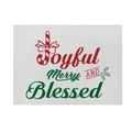 Detail of Christmas cotton linen placemat with festive text and candy cane prints - CD092-13 Candy Cane