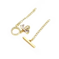 Detail of gold-plated bee toggle clasp with cubic zirconia for DIY jewelry making - Tiny Bee Charm Style