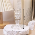 French retro style clear ribbed crystal glass candle holder dimensions 11cm by 7.1cm - Flower Design Single Stem Glass Candle Holder