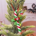 Weihnachts-Zuckerstangen-Anhänger in Rot, Weiß und Grün an einem Baumzweig - Grüne Zuckerstange Stil A