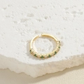 Verstelbare gouden geometrische ring met groene en heldere zirkoniasteentjes - Goud Groen Rij Stijl (JZ0308-5)