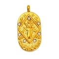 Vintage 18K gold plated Capricorn zodiac pendant with hammered texture and zircons - Capricorn-Gold