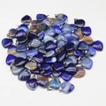 Pendenti a cuore in agata naturale mista in blu, viola e marrone con fermagli in metallo - Agata Blu Scuro