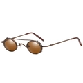 Retro punk small round sunglasses with tea-colored lenses and bronze double-bridge frame - Bronze Frame Brown Lens C5