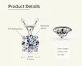 Moissanite teardrop pendant necklace in 925 sterling silver with 6.5mm D color VVS1 stone - Silver White - Classic Four Prongs (1ct)
