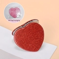 Portable heart-shaped folding vanity mirror with sparkling red sequins in an OPP bag - Red Frame With Silver Inner Border + Opp Bag ♜