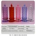 Five colored LED flameless candles with textured prism surface for romantic atmosphere - 6.3*18cm Pink Rose Large with Base
