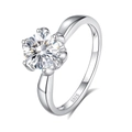 Anillo de flor clásico en plata de ley S925 con un diamante moissanita de 1ct - US 5 / Moissanita Color D