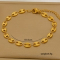 Detail of 18K gold-plated pig nose link bracelet, 18+5cm length, 4.9g weight - Pig Nose Chain (C-1-4)