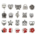 Set of 20 silver and red enamel DIY charms including hearts and stars for jewelry - 20Pcs Red Series Alloy Beads